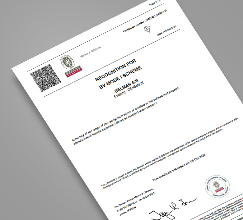 Belman holds the Bureau Veritas mode I certificate