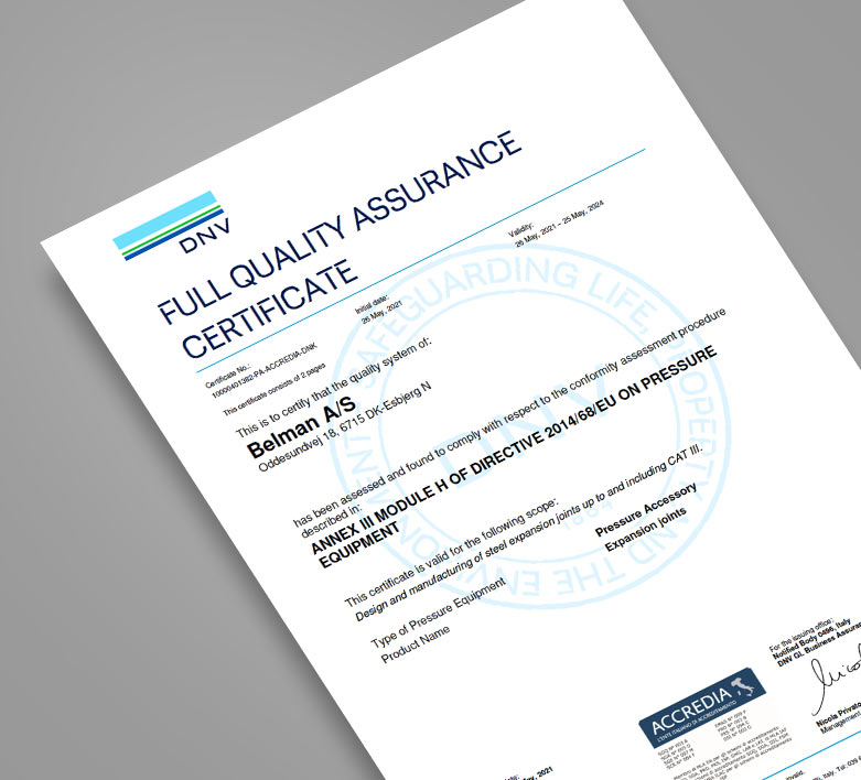 Belman hold the 2014-68-EU Module H certificate