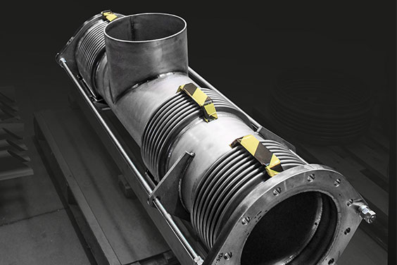 Corner relief expansion joint made entirely from Hastelloy