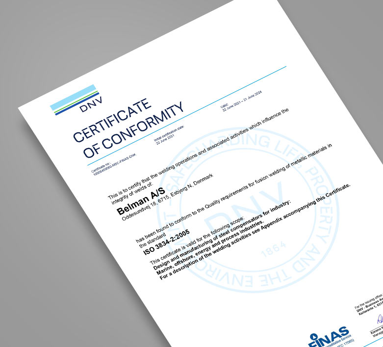 BELMAN-iso 3834 Belman - certificate of conformity - DNV