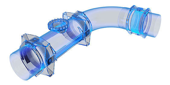 3D illustration crossover piping bellow