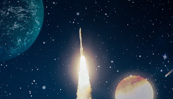 WELTRAUMRAKET MIT BELMAN KOMPENSATOREN
