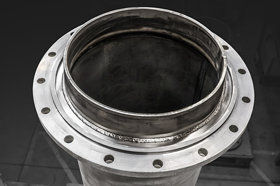 flange view of the replaced expansion joint with inner sleeves of